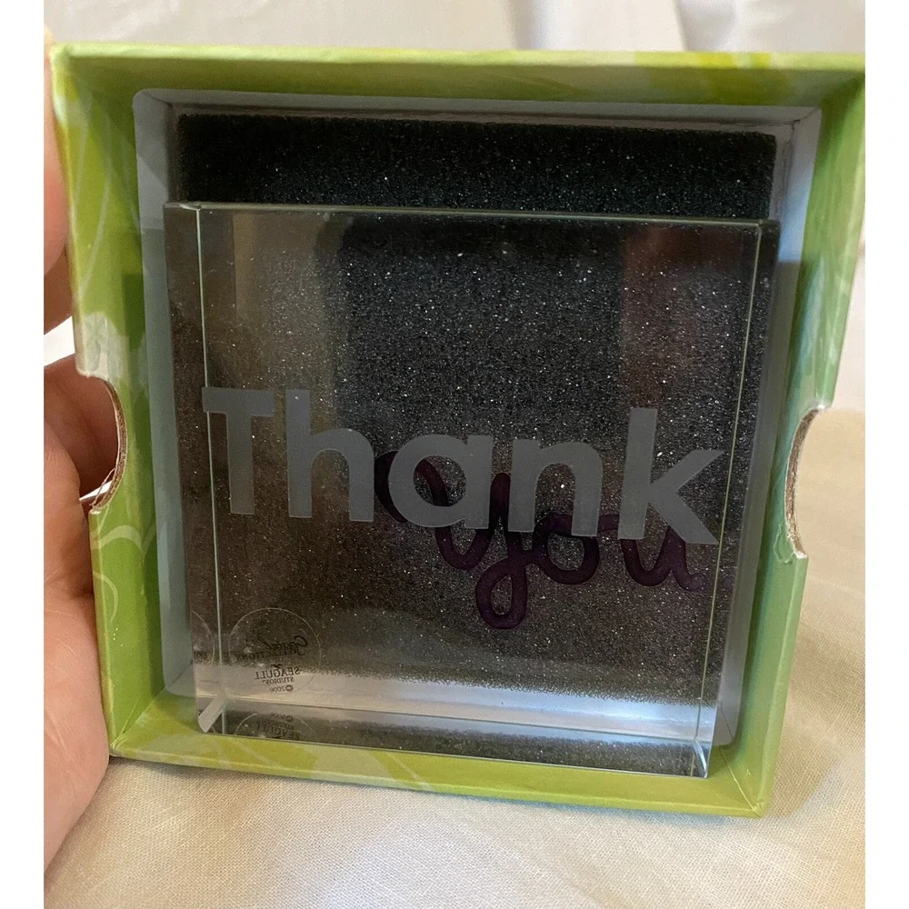 Crystal Reflections Thank You Block Square Perfect Giftable Pre-owned 3x3